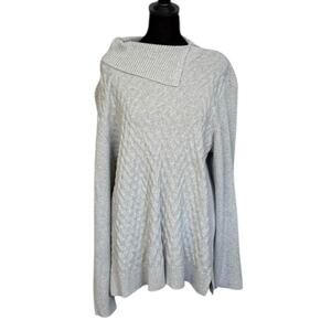 Lands End Womens XXL (20-22) Gray Split Turtleneck Sweater 2XL Winter Cozy Core